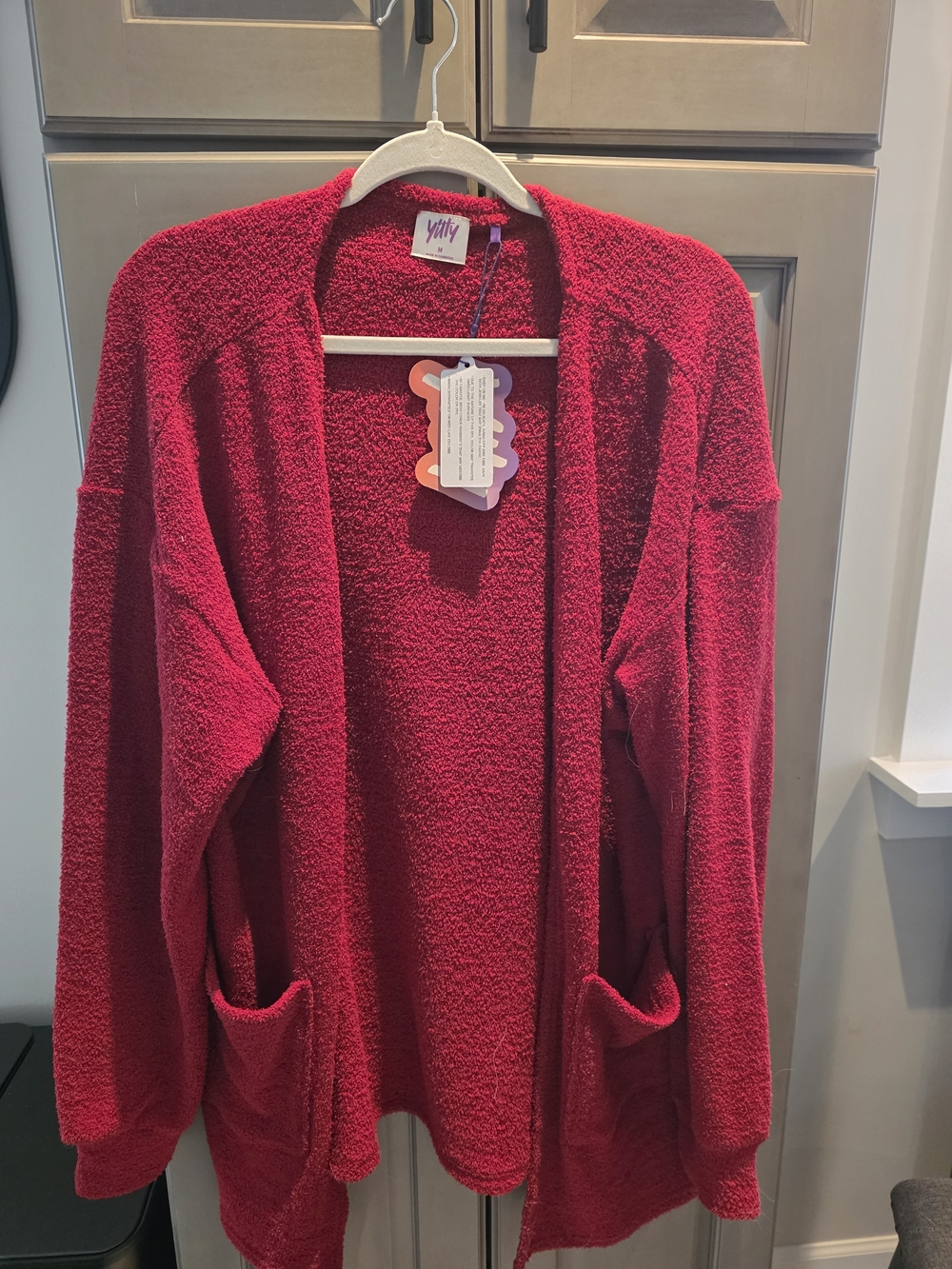 YITTY Open-Front Cardigan in Deep Red